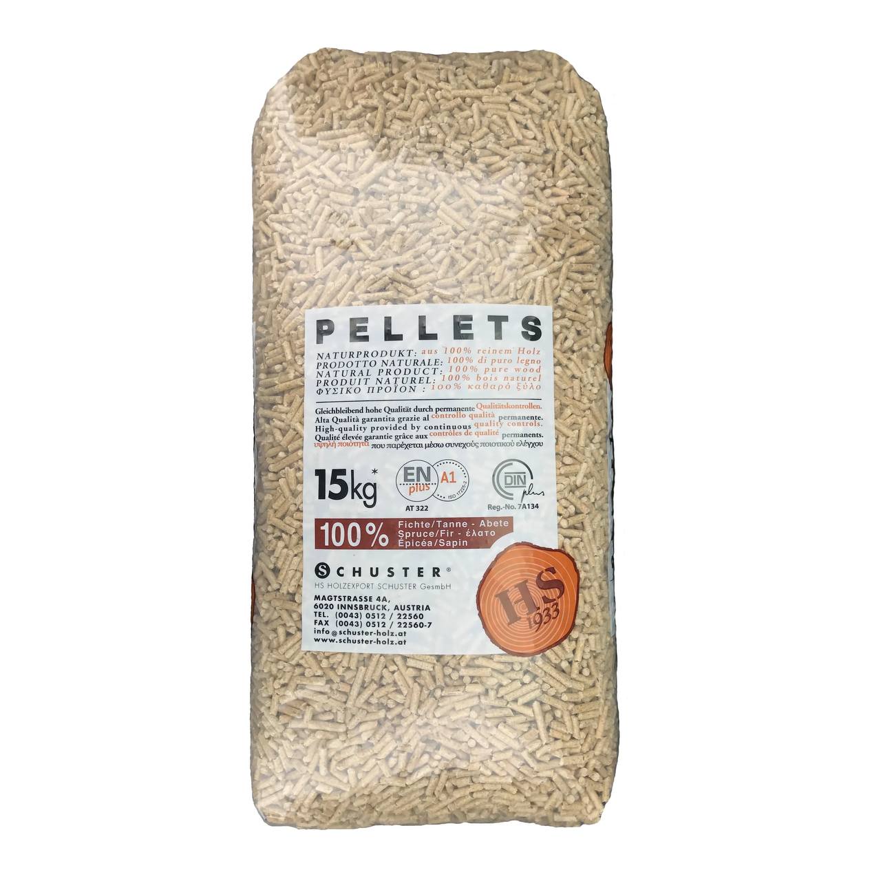 Pellet Schuster ENplus A1 72 Sacchi 15 kg in abete