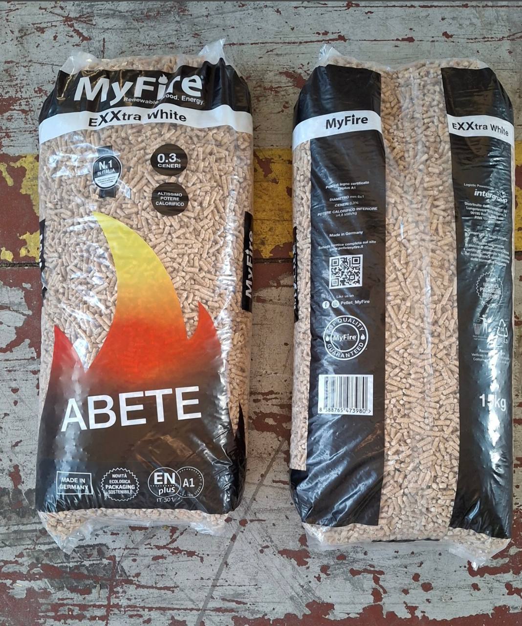 Pellet MyFire ExtraWhite ENplus A1 70 sacchi da 15 kg in abete